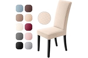 EOZAKAVOD Chair Covers, Set of 4, Universal Stretch Chair Covers, Modern Jacquard Cover, Removable Chair Cover, Dining Room Cover, Bi-Elastic Fitted Cover, for Banquet Decoration and Wedding Parties (Beige, Set