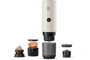 RECAFIMIL Macchina da caffè portatile 3 in 1, macchina per caffè espresso portatile da 19 bar con riscaldamento automatico, compatibile con capsule NS e DG e caffè macinato per campeggio, viaggi e