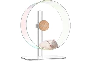 BUCATSTATE Kółko do chomika Slient 25,9 cm, akrylowe koło do ćwiczeń dla chomika ze stabilnym regulowanym stojakiem, koło do biegania dla myszoskoczków klatkowych, myszy, syryjskiego karłowatego