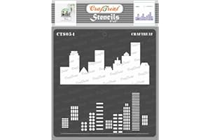 CrafTreat Layered Stencils for Crafts Reusable Vintage - City Scape Stencil - Size: 6X6 Inches - Landscape Stencils for Painting on Concrete, Paper, Canvas, Fabric - Layering Stencils for Card Making