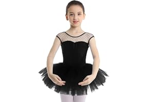 TiaoBug Vestido Princesa de Danza Ballet para Niña Maillot con Falda Tutú Leotardo Gimnasia Rítmica Competición Body Ballet Disfraz de Bailarina Actuación