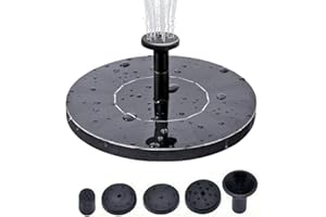ZIYUMI 5.3" Solar Water Fountain, Outdoor Floating Solar Powered Water Pump Birdbath Fountain Kit with 3 Nozzles for Garden Pool Pond