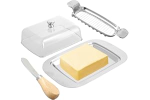 OLDPAPA Pojemnik na masło ze stali nierdzewnej z pokrywką i uchwytem, pojemność 250 g, na masło, ser i desery