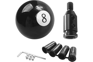 DRISUBT Schaltknauf Rund Schwarz 8 Ball Billard, Universal Acryl 4 5 6 Gang Hebel Griff Schalthebel Mit Aluminium Shifter Adapter Und Einbausatz