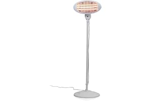 Heatlab 2kW IPX4 Freestanding Outdoor Indoor Electric Quartz Bulb Patio Heater in White - 3 Power Settings