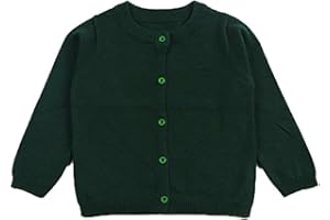 FAIRYRAIN Little Girls Cute Crew Neck Button-Down Solid Fine Knit Cardigan Sweaters