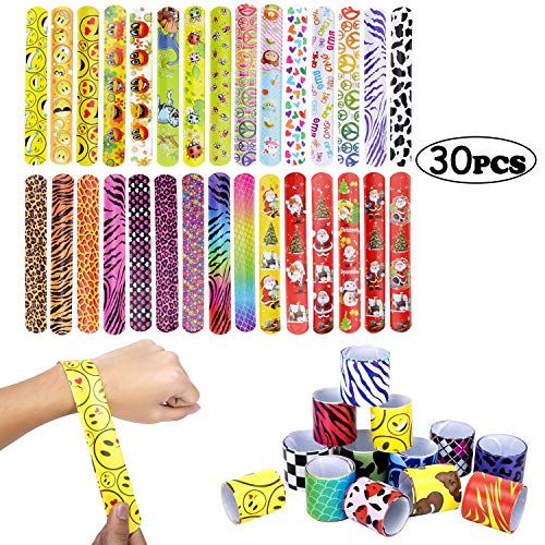 Scoolr 30pcs Slap Bands Slap Bracelets Party Bag Fillers for Kids Snap Bands Party Favours