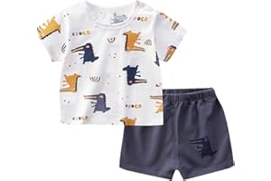 Angel ZYJ Babykleidung Set Jungen Mädchen Baumwolle Kurzarm Cartoon Print T-Shirt + Shorts Sommer-Outfits