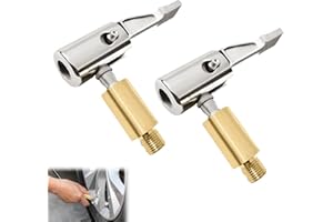 Vierone 2Pcs Tire Air Chucks Thread Nozzle Push On Tire Inflator Connector Gold Locking Air Chuck Inflator Car Valve Type Not-deflated Tyre Inflator Hose Adapter Accessory for Motorcycles Bike