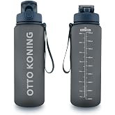 OTTO KONING Botella Agua Gimnasio 1L Deportiva Sin BPA Herm&eacute;tica | Wide Mouth, Sturdy Strap, Brush and Filter Included, Reusa
