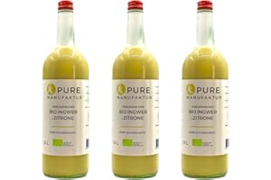 Concentré de Gingembre Bio - un concentré de base de haute qualité issu de gingembre péruvien bio contrôlé- sans additifs, sans sucres (3x1000ml)