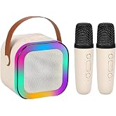 Wireless Bluetooth Speaker with Dual Karaoke Microphone Rgb Hd Stereo Audio Usb/Sd/FM with 5 Sound Effects