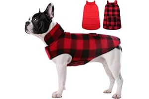 ASENKU Manteau d'hiver pour Chien Imperméable Coupe-Vent Veste Chaude Doublé en Polaire pour Chiot Gilet Vêtement pour Petits Chiens S, Manteau Chien Hiver pour Chihuahua Teckel Bouledogue Francais