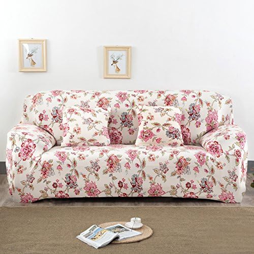 YUTIANHOME Floral Sofa Cover Stretch Fabric Couch Slipcover Settee Protector Easy Fit for 4 Seater, Flower Story