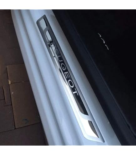 Muchkey Protezioni Soglia Portiera In Vinile Carbonio Per Peugeot 206 – 4 Pezzi Bianchi – Adesivi Antigraffio Con Raschietto