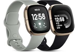 CeMiKa 2 Pacchi Compatibile con Fitbit Versa 4/Versa 3 Cinturino/Fitbit Sense/Sense 2 Cinturino, Morbido Sportivo di Ricambio Cinturini Compatibile con Fitbit Versa 4/Versa 3/Sense, Piccolo Grande
