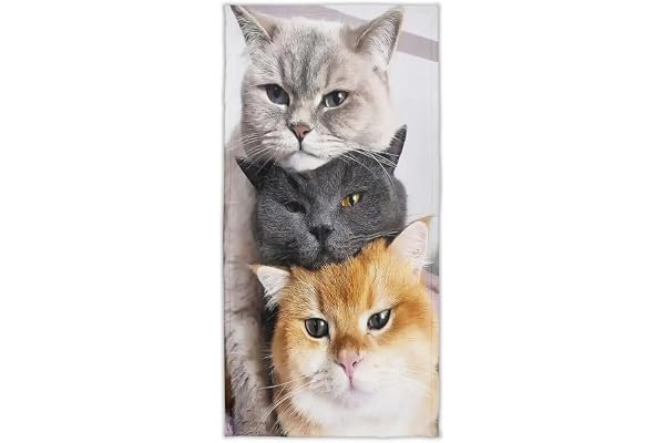 Violetpos badhandduk 3 katter 70 cm x 140 cm strandhandduk