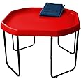 Children's Large Plastic Sand & Water Mixing Play Tray - RED - 100cm x 100cm with 3 Tier Height Adjustable Stand and Protective Cover Sheet.