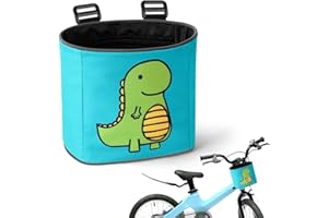 Adiwo Bike Basket Kids, Boys Bike Basket Waterproof Bicycle Front Basket, Detachable Bike Handlebar Basket, 210D Oxford Cloth Basket Carrier Bag with Cartoon Pattern, Bike Accessories For Girls Boy