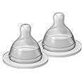 MAM Baby Bottle Nipples, Extra Slow Flow Level 0 Nipple, 0 Months, 2Count, Clear