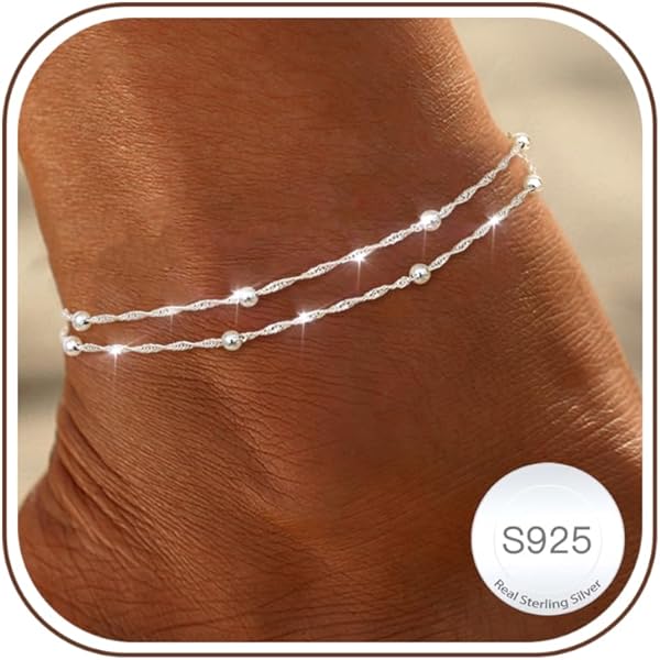 Jbniuay Enkelkettinkje voor dames, 925 sterling zilver, oneindig hartvormig enkelbandje voor dames, Sieraden, vriendschap, verstelbaar, 23 5 cm, cadeau voor BFF