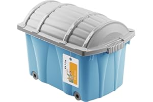 PAFEN Piraten Spielzeugkiste 49l mit Rollen - Schatzkiste 58 x 38,5 x 37,5cm - Spielzeugbehälter Aufbewahrungsbox für Kinder Ordnungsbox, Blue