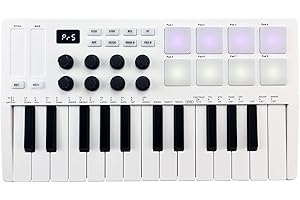 summina 25-Key MIDI Controller Keyboard Portable USB MIDI Controller with 25 Velocity Sensitive Keys 8 RGB Backlit Pads 8 Knobs
