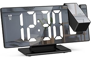 Criacr Projektionswecker, Digitaler Wecker mit Projektion 180 °, LED Spiegel-Wecker mit Große Display, Temperaturanzeige, Wecker Digital mit Snooze, Datum, 3 Helligkeit, für Schlafzimmer Büro