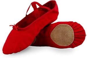 FLEXDANS Ballet Shoes Split Leather Sole Canvas Gymnastic Yoga Ballet Flats for Girls Women Kids Children's