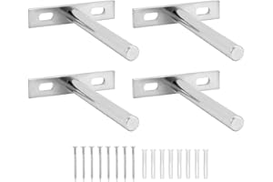 QWORK 4 Piezas Soportes de Estantería Flotante Invisible 100mm Soporte Baldas Pared con Tornillos para Estanterías y Decoraciones de Pared