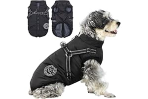Savlot Hundejacke Winterweste Jacken Hundemantel Hundepullover Haustier Skifahren Kostüm Ärmellose Baumwolle Gepolsterte Weste Mit Brustgurt Gurt - Schwarz, M