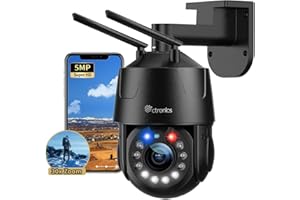 Ctronics 5MP 30X Cámara Vigilancia WiFi Exterior Visión Nocturna HD de 150M Cámara de Seguridad PTZ WLAN Detección Humana, Seguimiento Automático, Alarma Audible, IP66 Impermeable