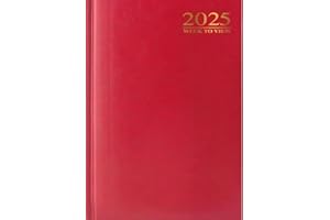 PAULSTORE 2025 Diary A4 | A5 | A6 Diary Week to View | Page A Day | Desk Diary | Hard Backed For Home And Office Use (Red, A6 Week To VIew)