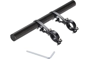 Yizhet Extensor de Manillar de Bicicleta, 25cm Barra Extensión para Manillar 22,2mm, 25,4mm, 31,8mm, Fibra de Carbono, con Abrazaderas Dobles para Soporte Luces, Teléfono, GPS, Velocímetro