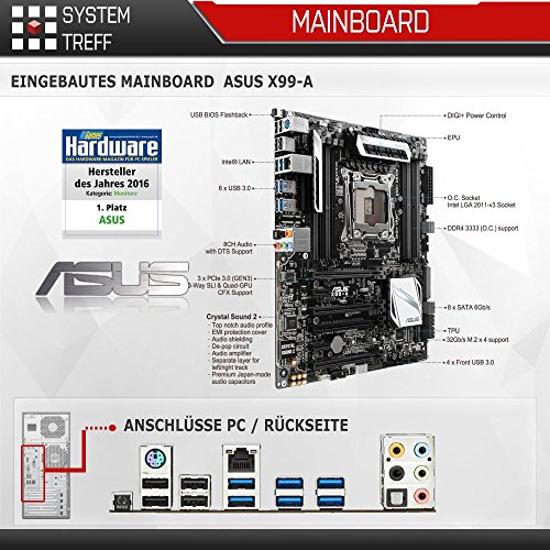 Gaming PC / Multimedia COMPUTER inkl. Windows 10 Pro 64-Bit! – Hexa-Core Intel Core i7-5930K 6 x 3.7 GHz – Nvidia Geforce GTX 1080 mit 8GB GDDR5X RAM – 16GB DDR4 RAM – 120GB SSD + 1000GB HDD – 24-fach DVD Brenner – USB 3.0 – DVI – HDMI – Displayport – Gamer PC mit 3 Jahren Garantie! - 4