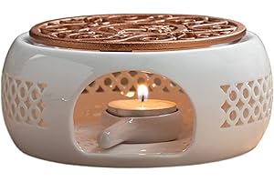 SCOUTTEEMO Théière Réchauffeur Chauffe théière Réchaud pour théière Avec cuillère et couvercle Chauffe-thé en céramique pour Maison de Thé la conservation de la chaleur du thé et du café