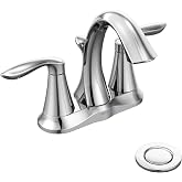 Moen Eva Krom İki Kulplu Centerset Banyo Lavabo Bataryası Tahliye Montajlı, 6410