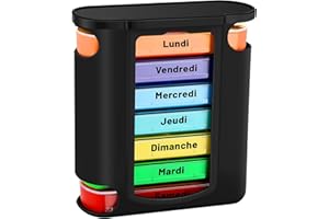 Collazoey Pilulier 7 Jours, Pilulier à Tiroir, Voyage avec Compartiments pour Médicaments, Compléments Alimentaires, Vitamines(Französisches Modell) (Version couleur)