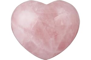 Lovionus89 Cuarzo rosa natural con forma de corazón tallado, con piedras curativas, 45 mm