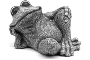 TIEFES KUNSTHANDWERK DIE STEINFIGUREN MANUFAKTUR SEIT 1991 Tiefes Kunsthandwerk Steinfigur Frosch sitzend - Schiefergrau, Deko-Figur frostsicher für Dein Haus oder Garten