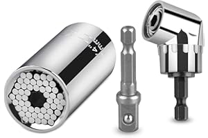 NEWDER-EU 7-19mm Steckschlüssel Universalschlüssel Universal Nuss Multi Funktions Handwerkzeuge Reparatur Werkzeuge&105° Angle Halter Winkelschrauber Vorsatz Adapter 1/4 Zoll sechskantiger Griff