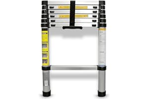 ‎EAXUS Eaxus® Teleskopleiter 2,0m - Aluminium Mehrzweckleiter Ausziehbar mit 7 Stufen, Silber