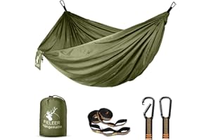 Fieleer Travel Hammock Outdoor Ultralight with Premium Carabiners & Straps 300 kg Load Capacity Made of Parachute Nylon For Camping Garden Trekking Travel Hammock, 300 x 200 cm