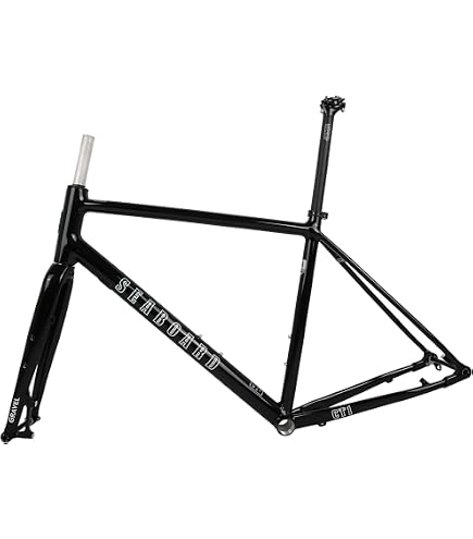 700C Rennrad-Rahmen aus Kohlefaser, 49/52/54/56/59 cm, Rennradrahmen für Erwachsene, Scheibenbremse, Steckachse 142 x 12 mm, interne Führung, mit Carbongabel, integriertem Carbon-Lenker Sport & Freizeit