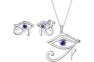 Aurora Tears Set di collane con occhio egiziano di Horus, orecchini a perno, in argento Sterling 925, con ciondolo a forma di occhio malocchio, per uomini e donne, Cristallo