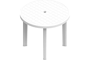 Duramax Table Ronde de Jardin en Plastique Robuste 85 cm avec Support de Parasol, Utilisation intérieure et extérieure, Meuble de terrasse, Robuste et Durable, résistant aux intempéries, emballé à