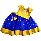 Stanwells KidsGirls Lehnga Choli Ruffle Pattern Dress Half Sleeves Readymade Hand Sequins Embroidery Ethnic Traditional Full Length South Indian Girl Lehnga Choli