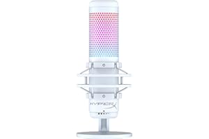 HyperX QuadCast S, RGB USB-Kondensatormikrofon für PC, PS5, Mac, Stoßgeschützte Halterung, 4 Richtcharakteristiken, Pop-Filter, Gain-Regler, Gaming, Streaming, Podcasts, Discord, Twitch, Weiß