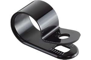 GTSE 100 Pack of Black Nylon P-Clips, 12.7mm (1/2") Diameter, Plastic Cable Clips