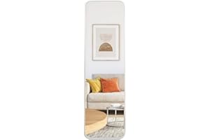 EXYGLO 120x35cm Espejo de Pared Cuerpo Entero Antideflagrante con Marco de Aluminio, Espejo Rectangular Grande Colgado sobre la Puerta para Entrada Dormitorio Salón Armario, Blanco